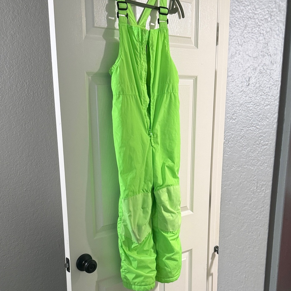Kids Sauall Lands’ End Neon Green Iron Knee Snow Bib